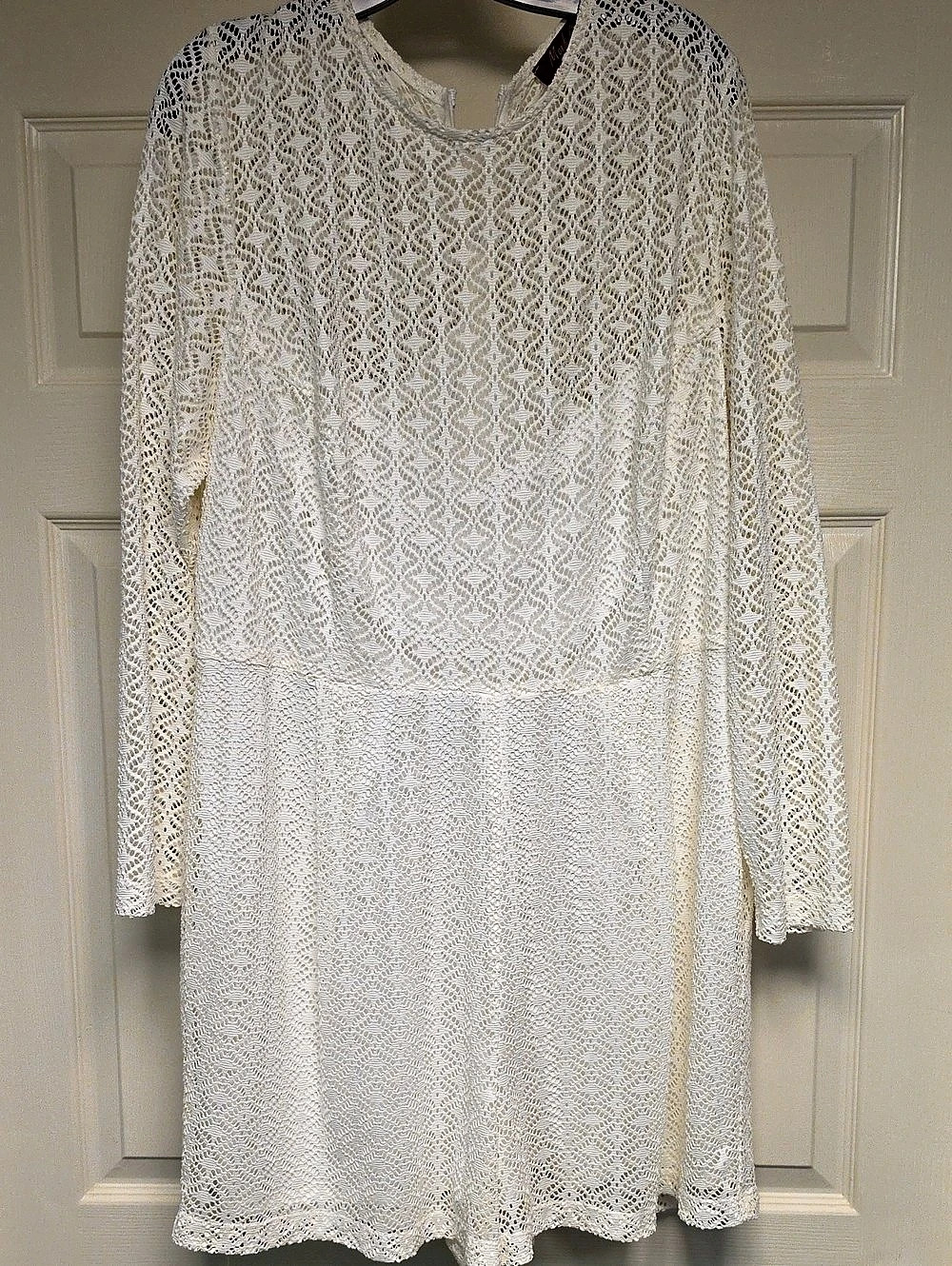 Mori White Lace Long Sleeve Mini Dress Size 2XL Like New